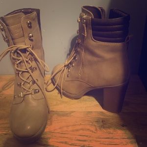 Guess Heeled Lace-Up Booties